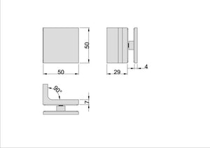 Stealth Wall to Glass 90 Degree Bracket with Short Leg and Cover Matte Chrome