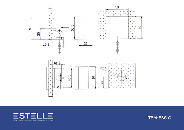 Stealth Bracket with Short Leg Raw Brushed Brass