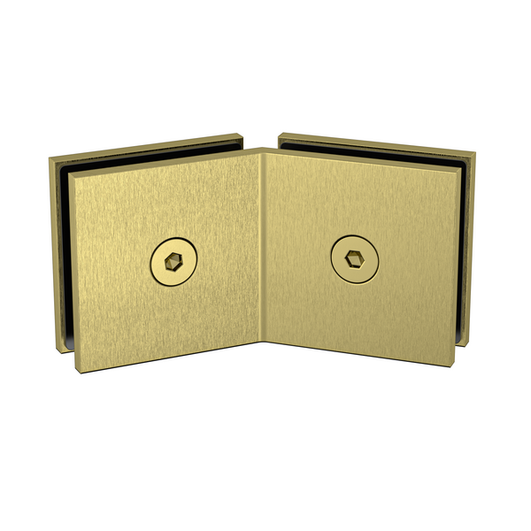 Boston Glass to Glass 135 Degree Bracket Raw Brushed Brass