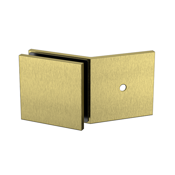 Boston 135 Degree Wall to Glass Bracket Raw Brushed Brass