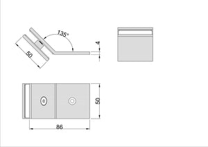 Boston 135 Degree Wall to Glass Bracket Polished Gold