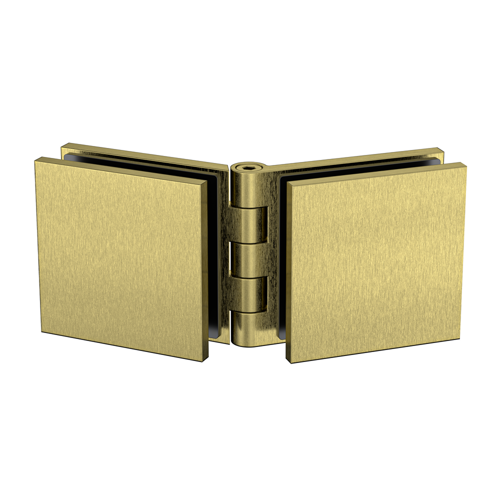 Adjustable Angle Glass to Glass Bracket with 50mm Cover Plate - Brushed Brass