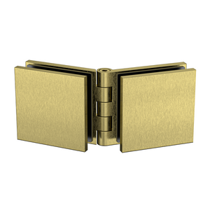 Adjustable Angle Glass to Glass Bracket with 50mm Cover Plate - Raw Brushed Brass