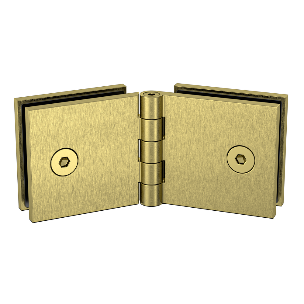Adjustable Angle Glass to Glass Bracket with 50mm Cover Plate - Brushed Brass