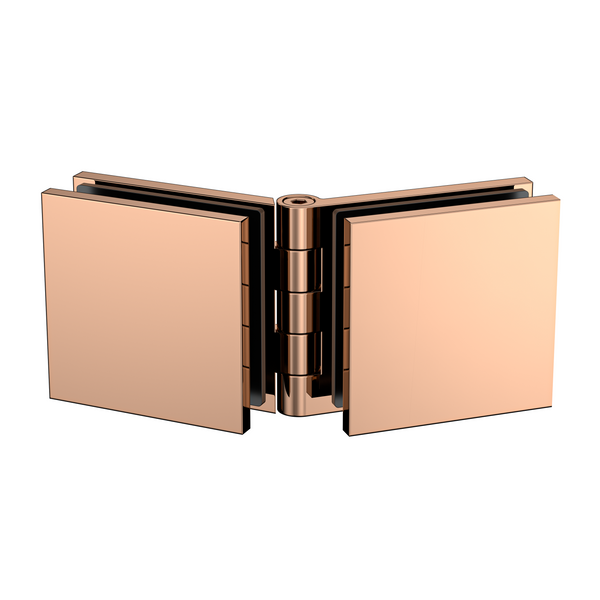 Adjustable Angle Glass to Glass Bracket with 50mm Cover Plate - Polished Rose Gold