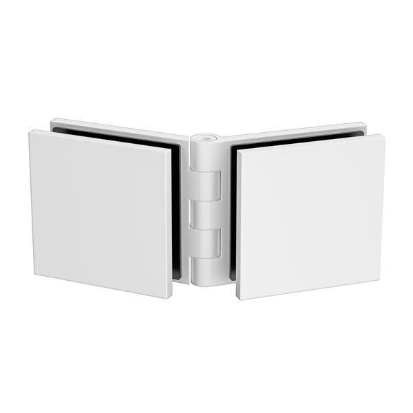 Adjustable Angle Glass to Glass Bracket with 50mm Cover Plate - White