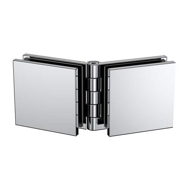 Adjustable Angle Glass to Glass Bracket with 50mm Cover Plate - Polished Nickel