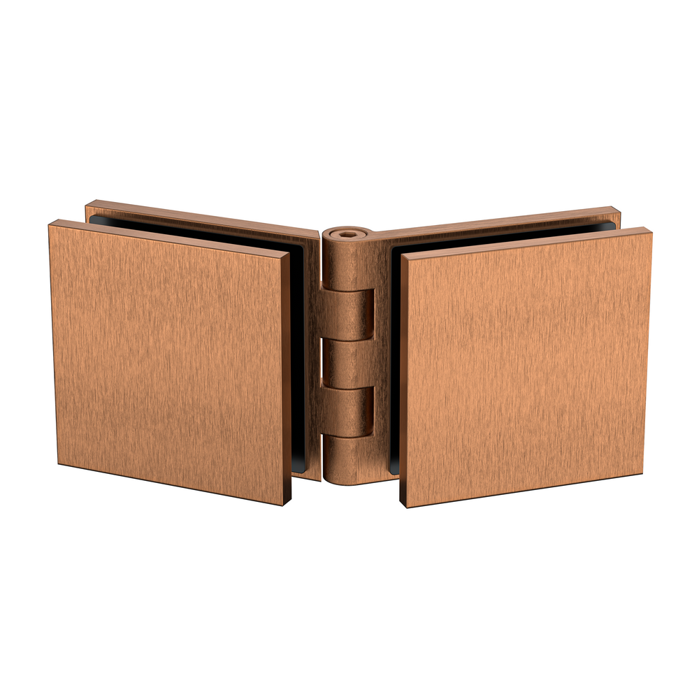 Adjustable Angle Glass to Glass Bracket with 50mm Cover Plate - Brushed Rose Gold