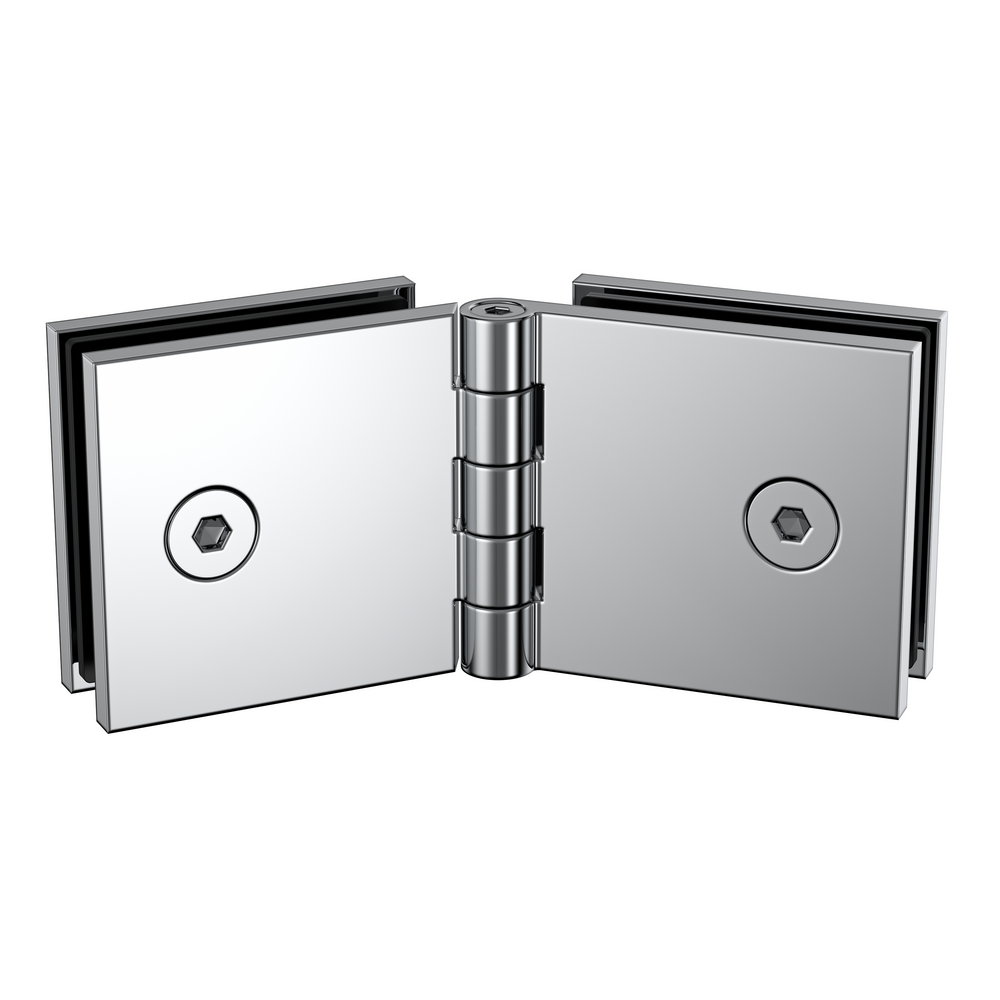 Adjustable Angle Glass to Glass Bracket with 50mm Cover Plate - Polished Chrome