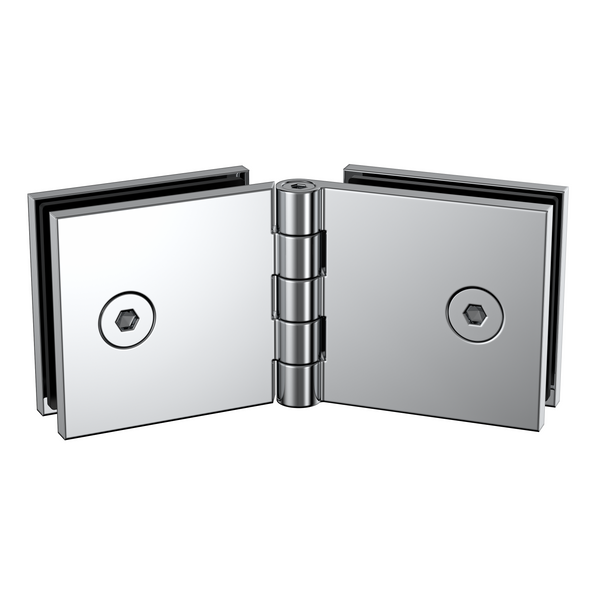Adjustable Angle Glass to Glass Bracket with 50mm Cover Plate - Polished Nickel