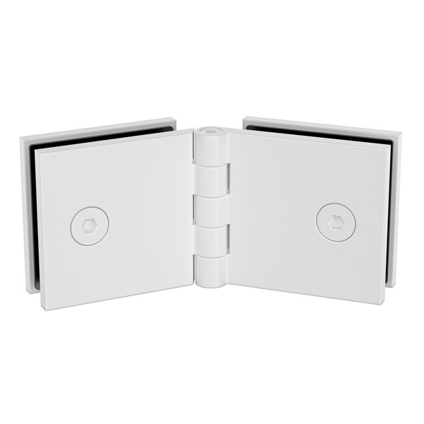 Adjustable Angle Glass to Glass Bracket with 50mm Cover Plate - White