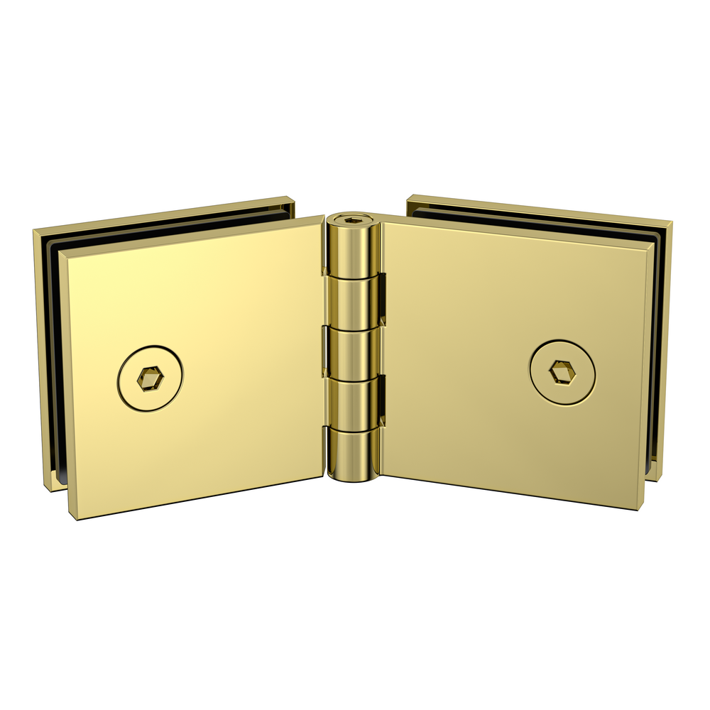 Adjustable Angle Glass to Glass Bracket with 50mm Cover Plate - Polished Gold