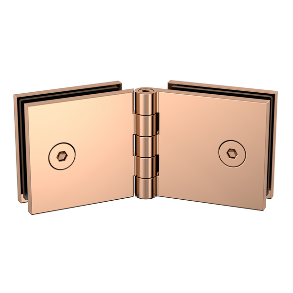 Adjustable Angle Glass to Glass Bracket with 50mm Cover Plate - Polished Rose Gold
