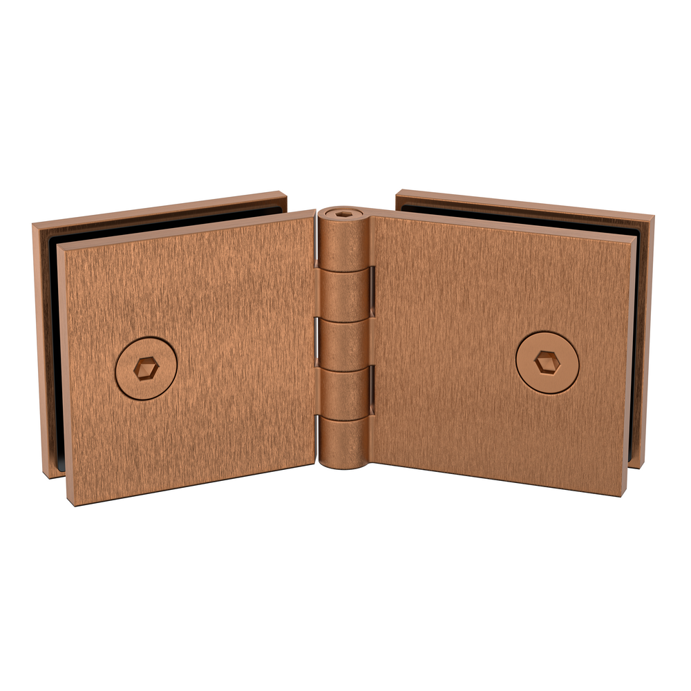 Adjustable Angle Glass to Glass Bracket with 50mm Cover Plate - Brushed Rose Gold