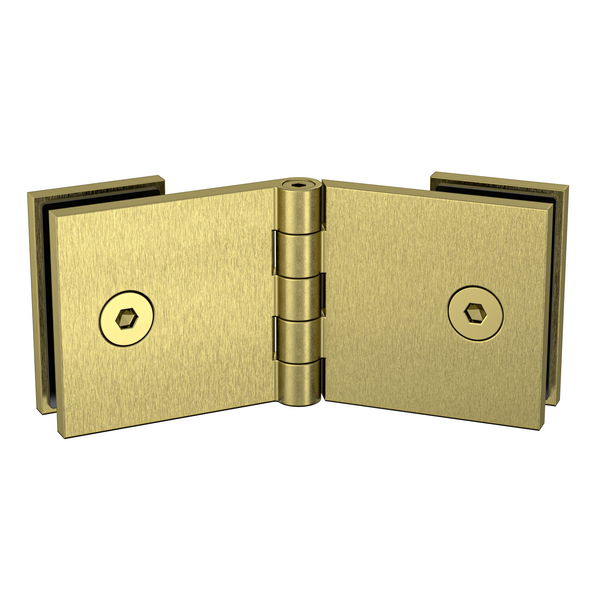 Adjustable Angle Glass to Glass Bracket with 30mm Cover Plate - Raw Brushed Brass