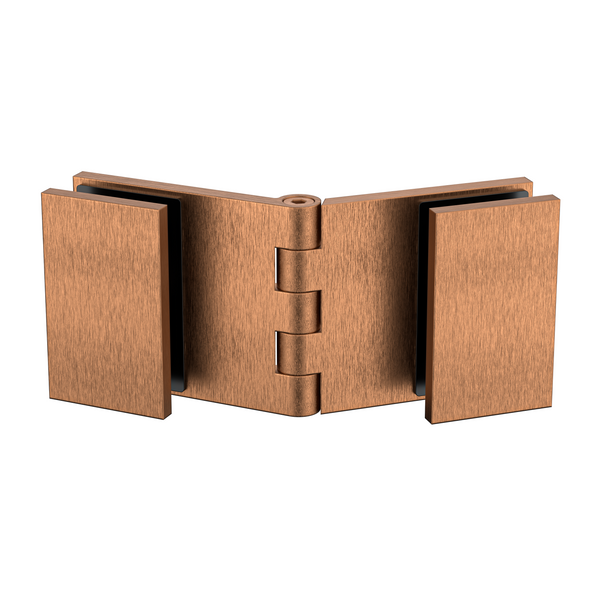 Adjustable Angle Glass to Glass Bracket with 30mm Cover Plate - Brushed Rose Gold