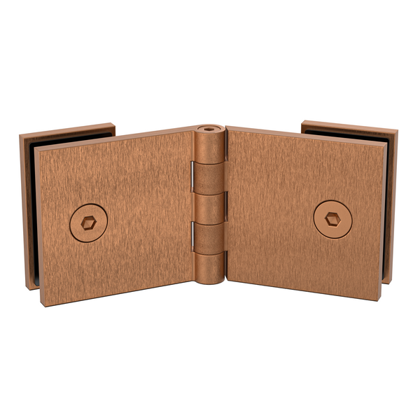 Adjustable Angle Glass to Glass Bracket with 30mm Cover Plate - Brushed Rose Gold