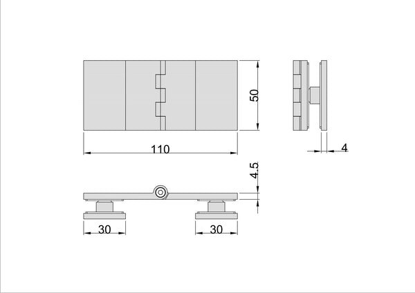 Adjustable Angle Glass to Glass Bracket with 30mm Cover Plate - Polished Rose Gold