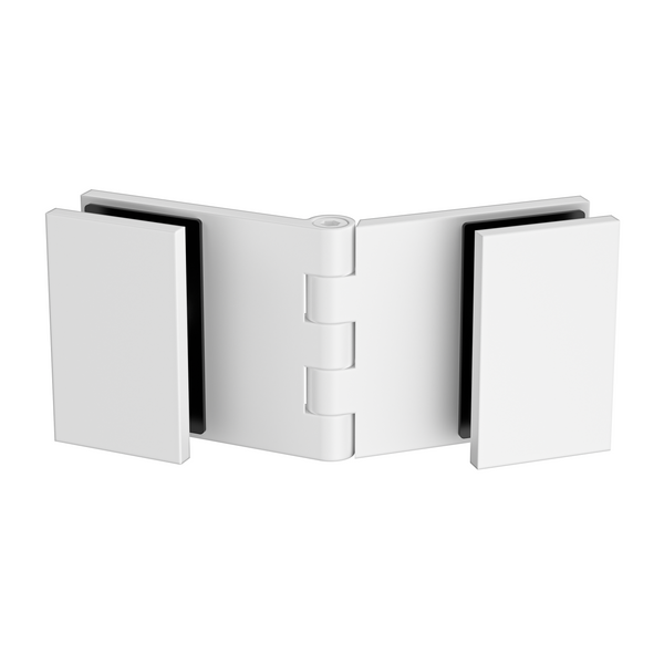 Adjustable angle glass to glass bracket Matte White 
