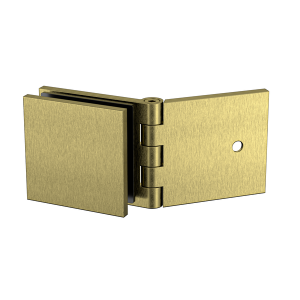 Adjustable Angle Wall to Glass Bracket with 50mm Cover Plate -Raw Brushed Brass