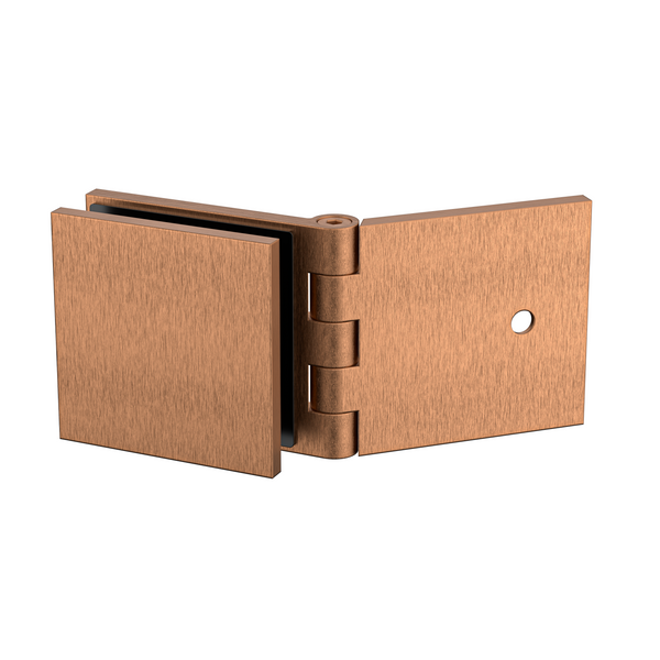 Adjustable Angle Wall to Glass Bracket with 50mm Cover Plate - Brushed Rose Gold