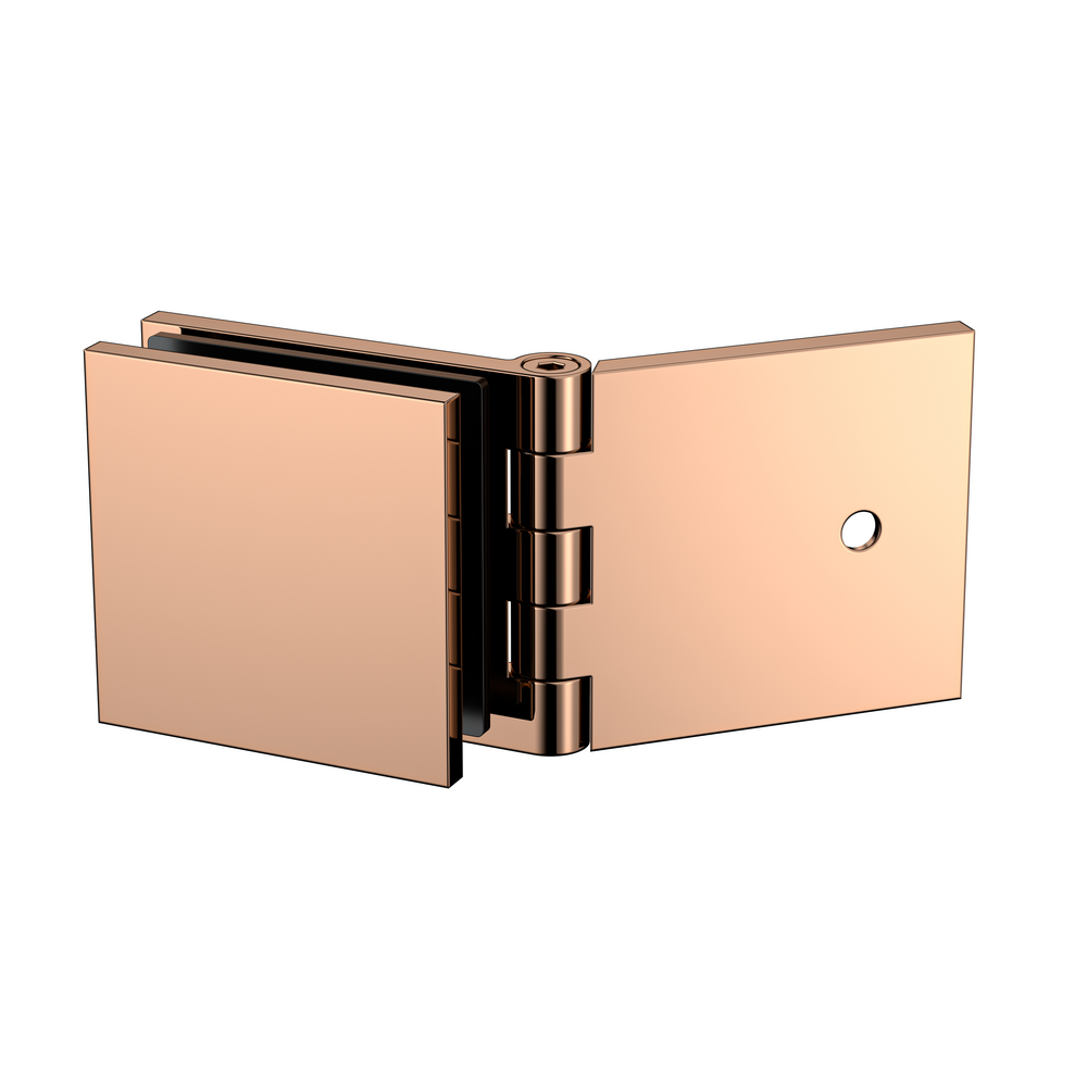 Adjustable Angle Wall to Glass Bracket with 50mm Cover Plate - Polished Rose Gold