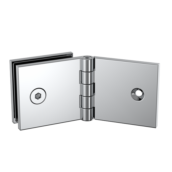 Adjustable Angle Wall to Glass Bracket with 50mm Cover Plate - Polished Chrome