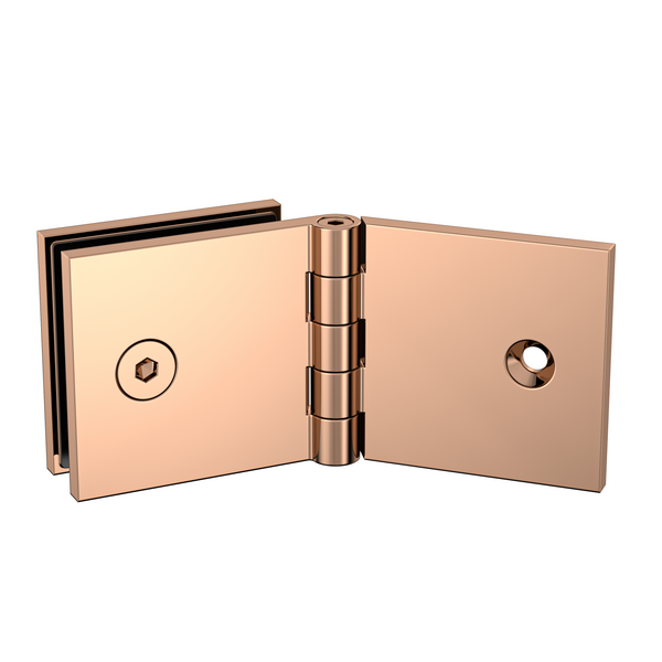 Adjustable Angle Wall to Glass Bracket with 50mm Cover Plate - Polished Rose Gold