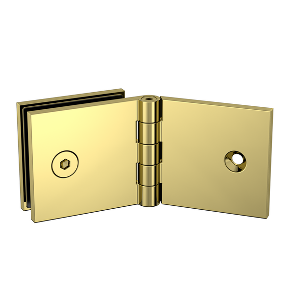 Adjustable Angle Wall to Glass Bracket with 50mm Cover Plate - Polished Gold