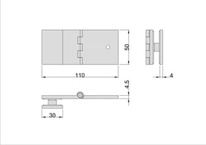 Adjustable Angle Wall to Glass Brackets with 30mm Cover plate - Polished Chrome
