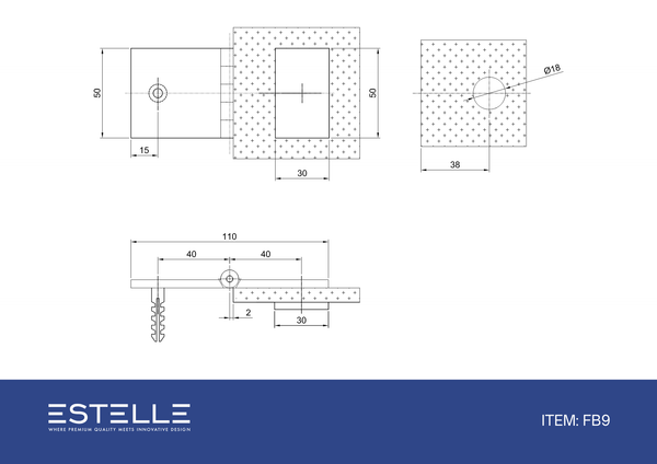 Adjustable Angle Wall to Glass Brackets with 30mm Cover plate - Polished Rose Gold