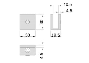 Boston Wall to Glass 90 Degree 10mm Clamp White