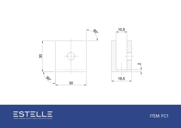 Boston Wall to Glass 90 Degree 10mm Clamp Brushed Brass