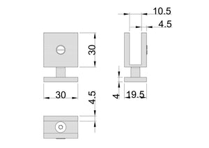 Boston 90 Degree Glass to Glass Clamp Satin Nickel