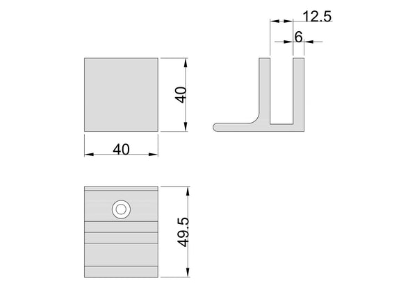 Boston Wall to 12 mm Glass 90 Degree Clamp with Leg White
