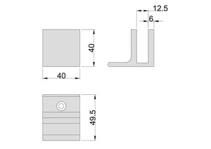 Boston Wall to 12 mm Glass 90 Degree Clamp with Leg Matte Black