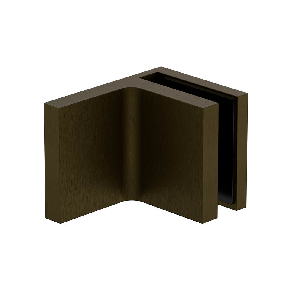 Stealth Wall to Glass 90 Degree Clamp with Leg and Cover Plate - Antique Brass