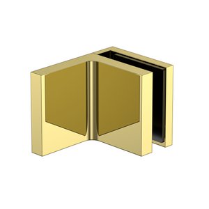 Stealth Wall to Glass 90 Degree Clamp with Leg and Cover Plate - Polished Gold