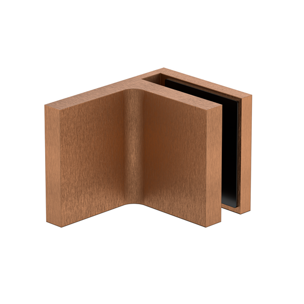 Stealth Wall to Glass 90 Degree Clamp with Leg and Cover Plate - Brushed Rose Gold