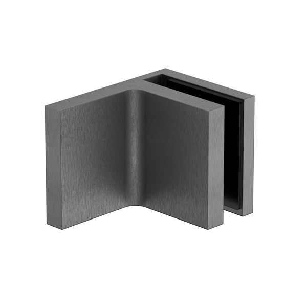 Stealth Wall to Glass 90 Degree Clamp with Leg and Cover Plate - Brushed Gun Metal