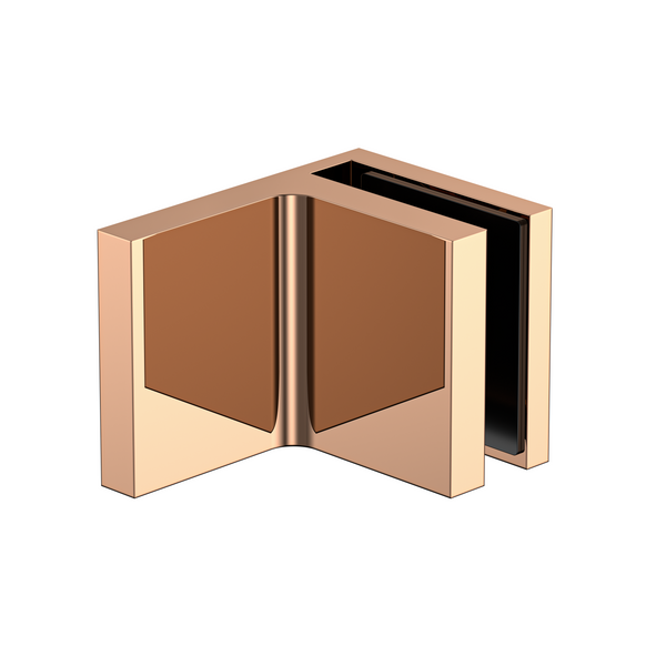 Stealth Wall to Glass 90 Degree Clamp with Leg and Cover Plate - Polished Rose Gold