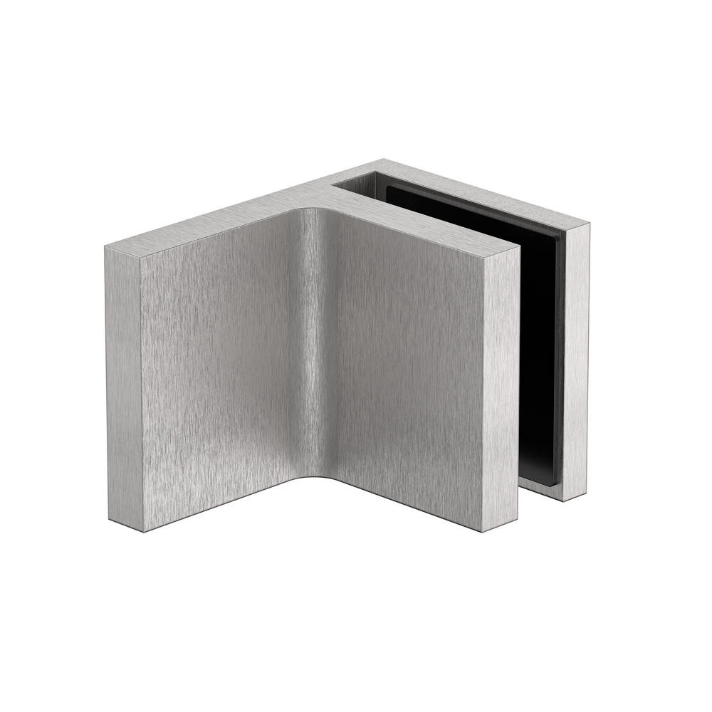 Stealth Wall to Glass 90 Degree Clamp with Leg and Cover Plate - Satin Nickel