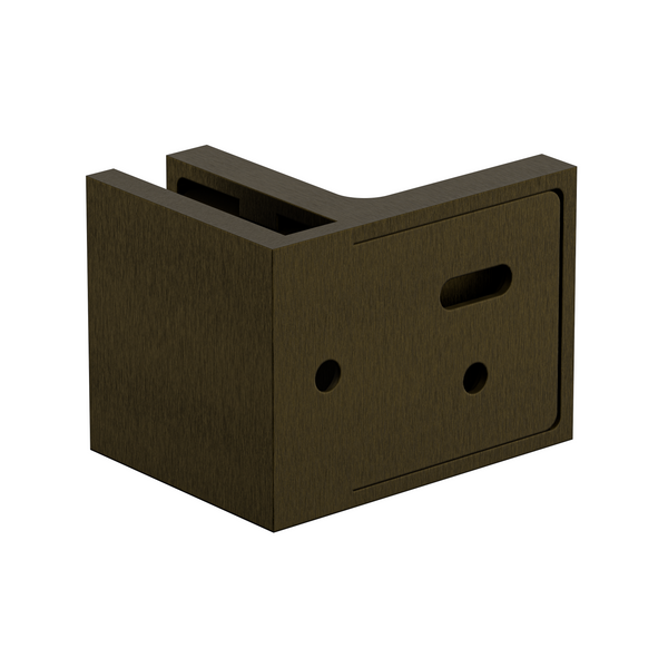 Stealth Wall to Glass 90 Degree Clamp with Leg and Cover Plate - Antique Brass
