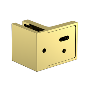 Stealth Wall to Glass 90 Degree Clamp with Leg and Cover Plate - Polished Gold