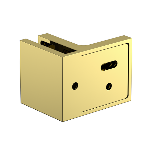 Stealth Wall to Glass 90 Degree Clamp with Leg and Cover Plate - Polished Gold