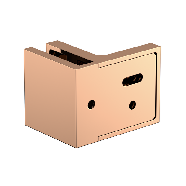 Stealth Wall to Glass 90 Degree Clamp with Leg and Cover Plate - Polished Rose Gold
