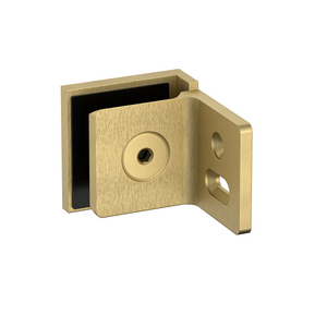 Stealth Wall to Glass 90 Degree Clamp with Leg and Cover Plate - Soft Gold Brushed