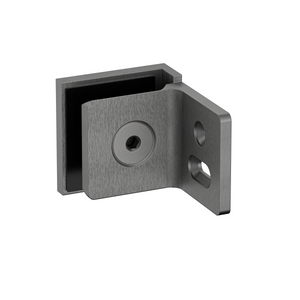 Stealth Wall to Glass 90 Degree Clamp with Leg and Cover Plate - Brushed Gun Metal