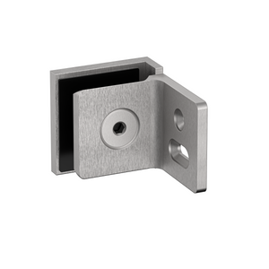 Stealth Wall to Glass 90 Degree Clamp with Leg and Cover Plate - Satin Nickel