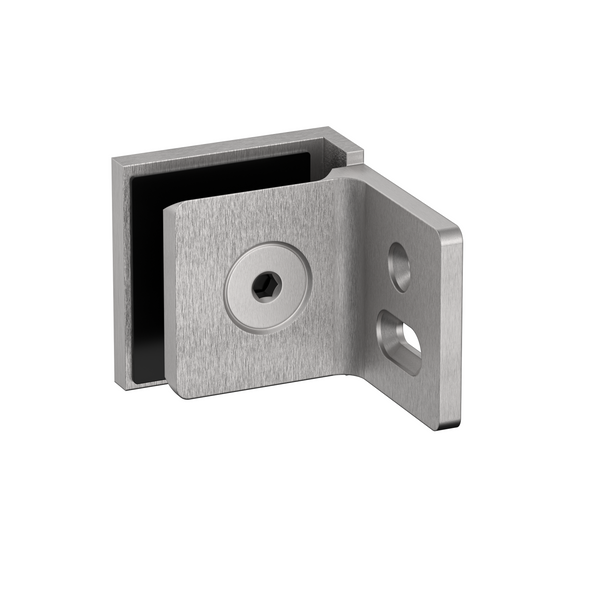 Stealth Wall to Glass 90 Degree Clamp with Leg and Cover Plate - Satin Nickel